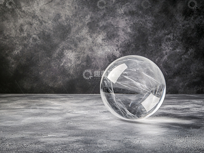 高清大图下载【趣麦麦图】透明玻璃球在灰色背景上