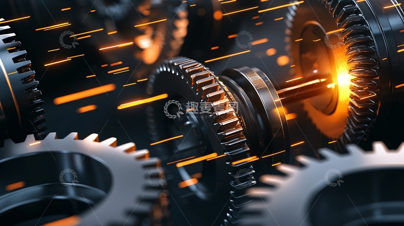 高清大图下载【趣麦麦图】工业齿轮运转飞溅火花