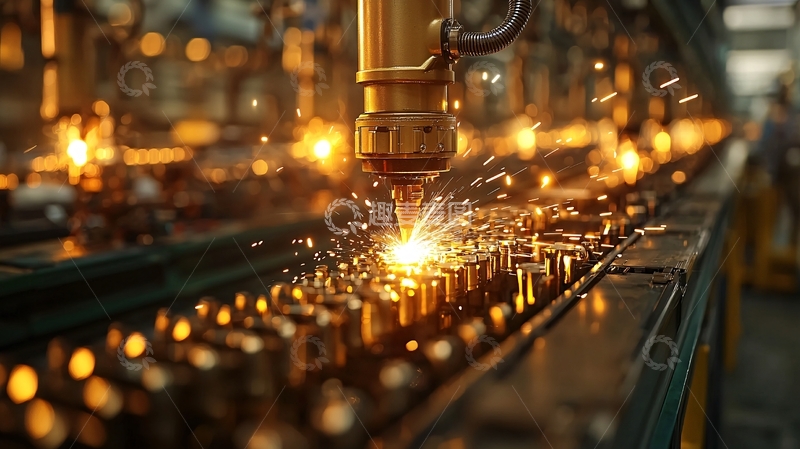 高清大图下载【趣麦麦图】自动化焊接生产线上火花四溅
