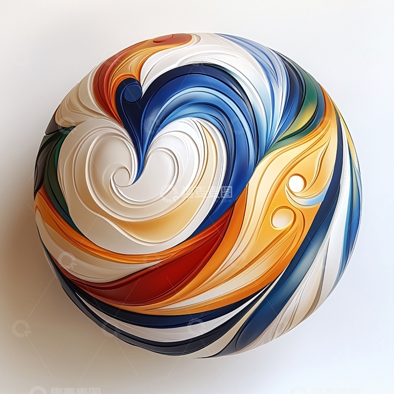 高清大图下载【趣麦麦图】彩色漩涡球体