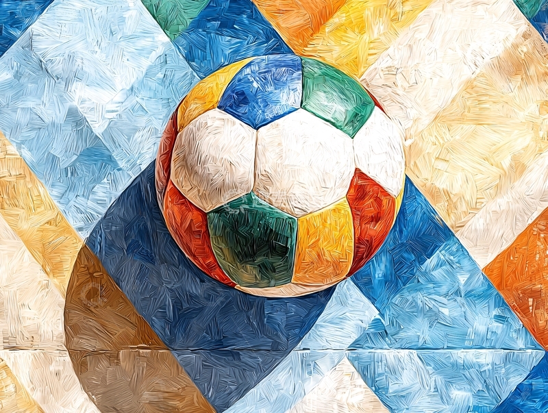 高清大图下载【趣麦麦图】彩色足球在几何背景上