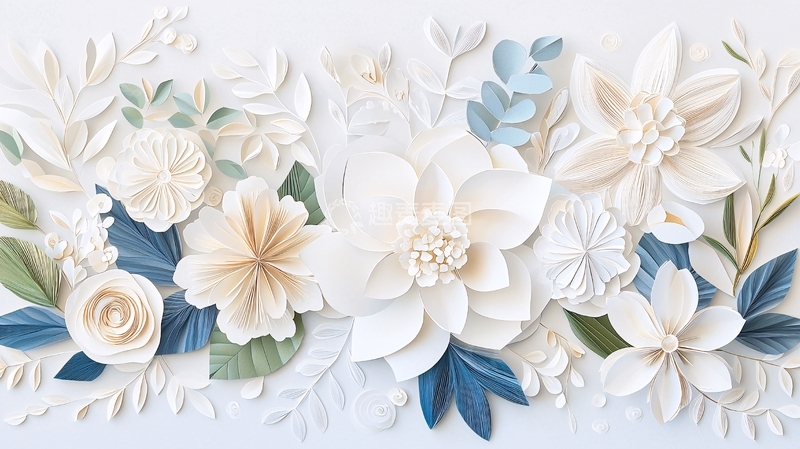 高清大图下载【趣麦麦图】白色花卉装饰背景