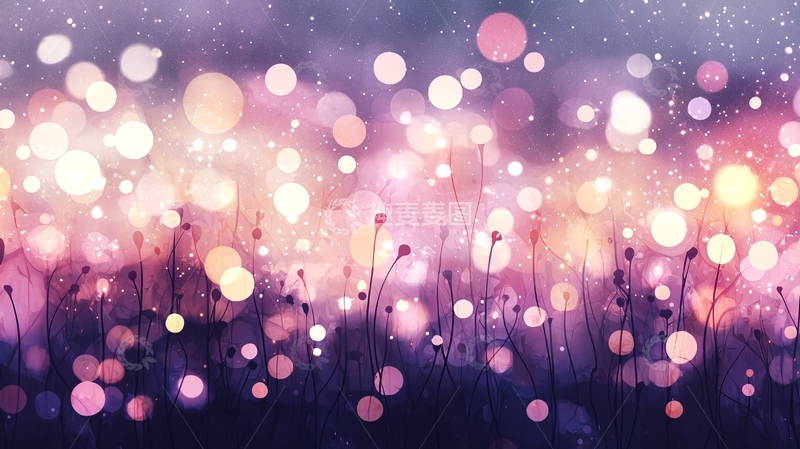 高清大图下载【趣麦麦图】紫色星空下的梦幻光斑