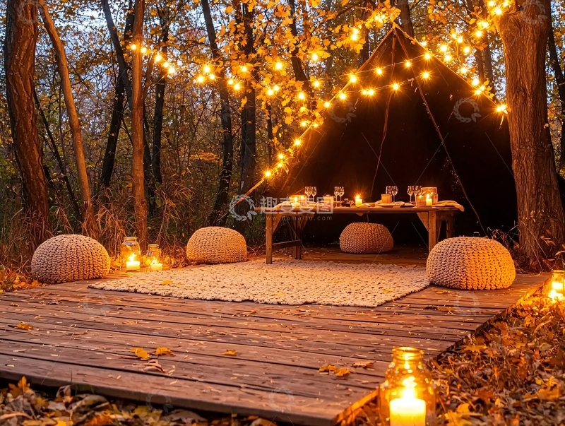 高清大图下载【趣麦麦图】浪漫森林露营地