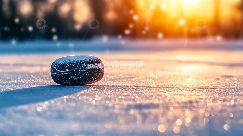高清大图下载【趣麦麦图】冰球在冰面上特写