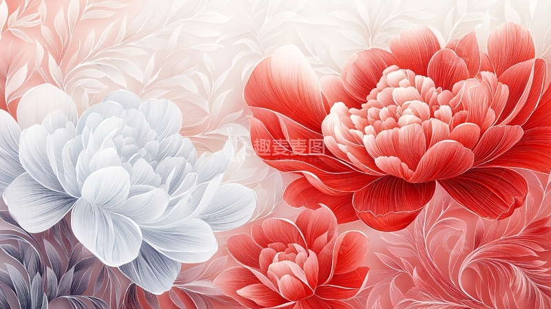 高清大图下载【趣麦麦图】红色白色花朵