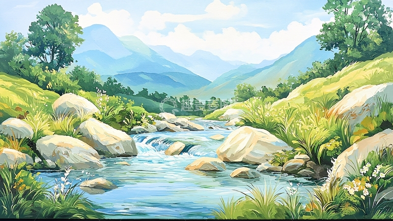 高清大图下载【趣麦麦图】山间小溪流水风景