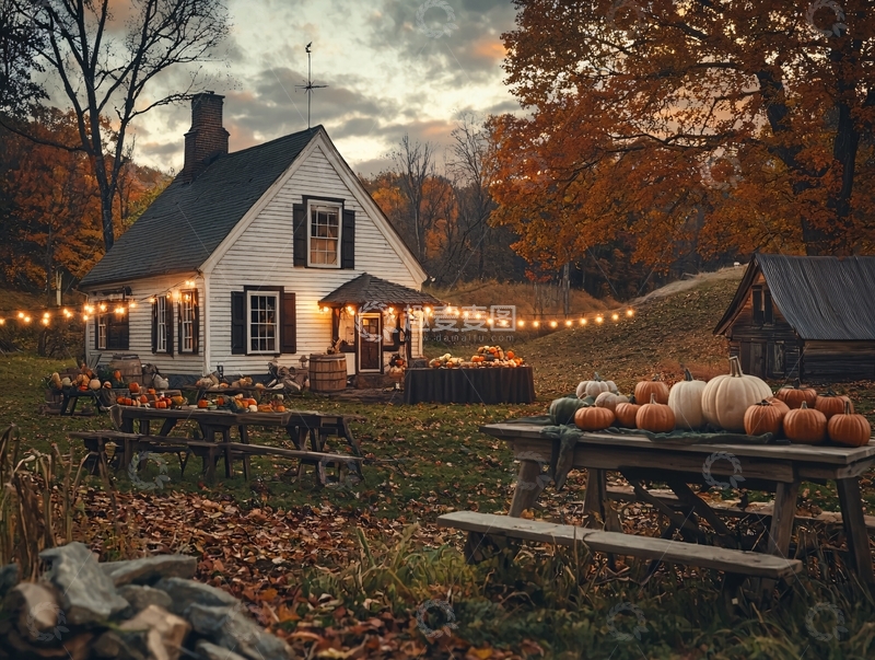 高清大图下载【趣麦麦图】秋日小屋的温馨景象