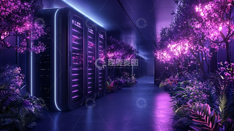 高清大图下载【趣麦麦图】机房与自然融合的未来感场景