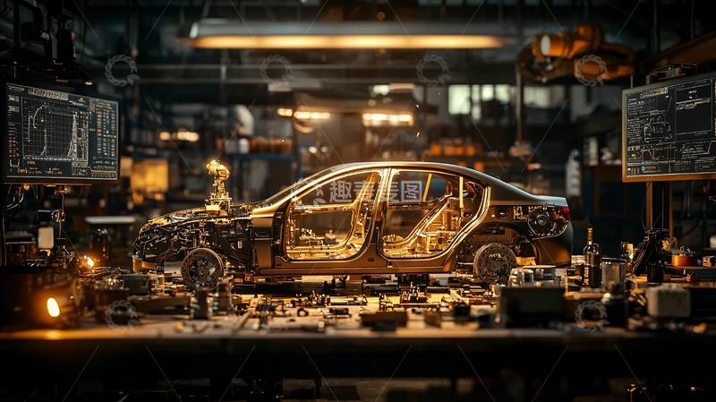 高清大图下载【趣麦麦图】汽车组装车间