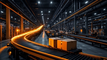 工业自动化传送带上的包裹