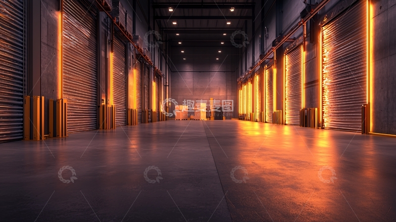 高清大图下载【趣麦麦图】工业风仓库内部夜景
