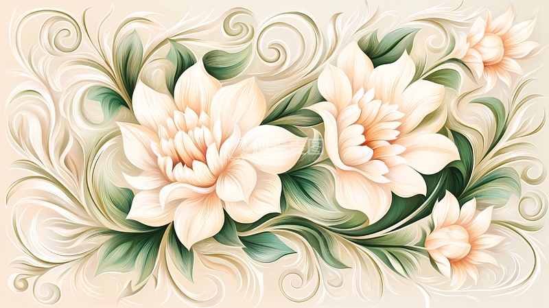 高清大图下载【趣麦麦图】淡雅花卉水彩画