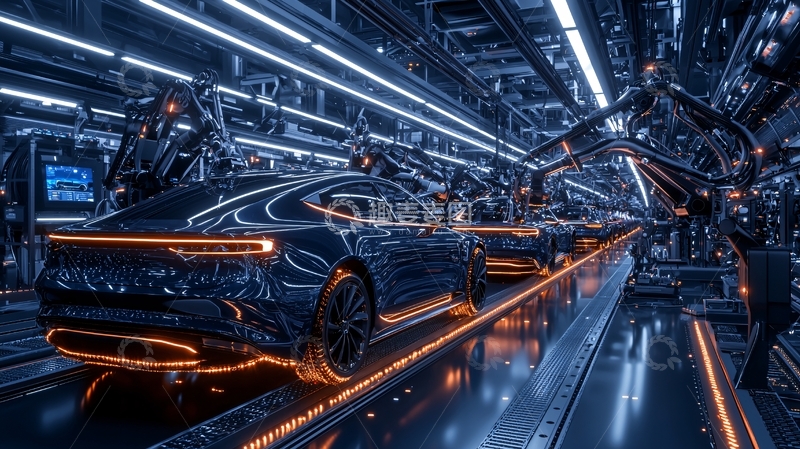 高清大图下载【趣麦麦图】未来感汽车生产线