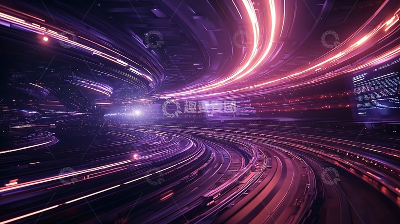 高清大图下载【趣麦麦图】科幻光线抽象隧道