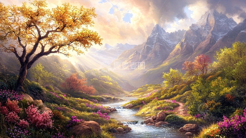 高清大图下载【趣麦麦图】秋日山间小溪流水