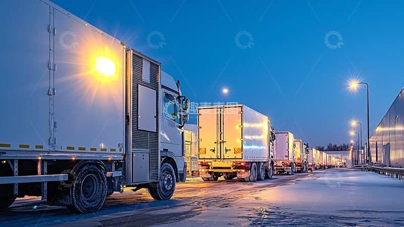 高清大图下载【趣麦麦图】夜晚运输车队