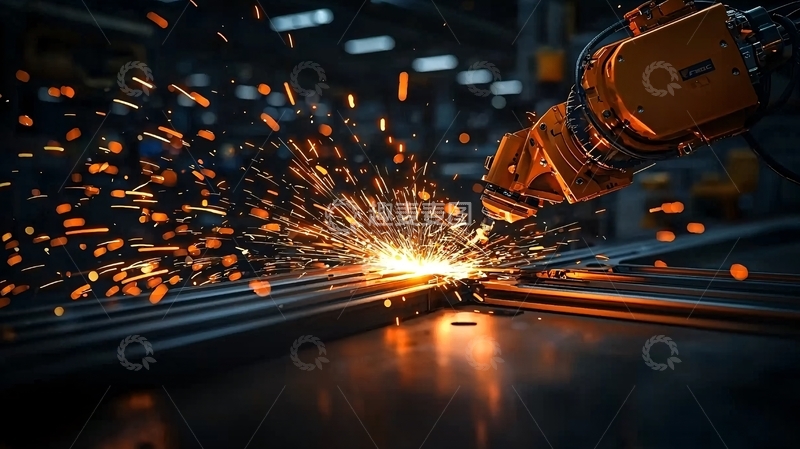 高清大图下载【趣麦麦图】机器人焊接飞溅火花