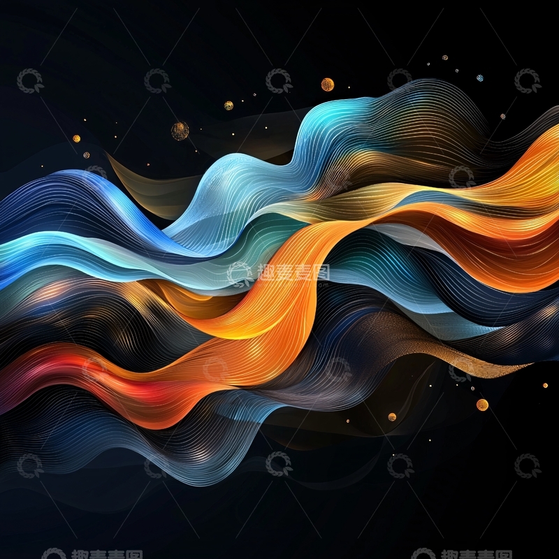 高清大图下载【趣麦麦图】抽象彩色波浪背景