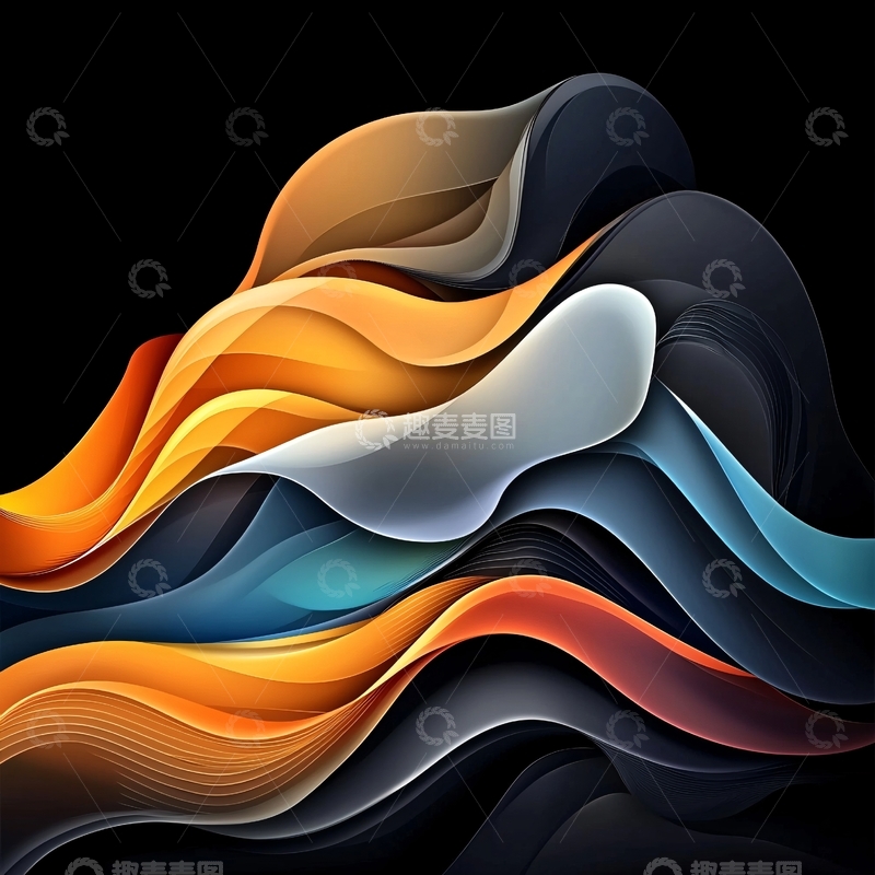 高清大图下载【趣麦麦图】抽象曲线流动渐变背景
