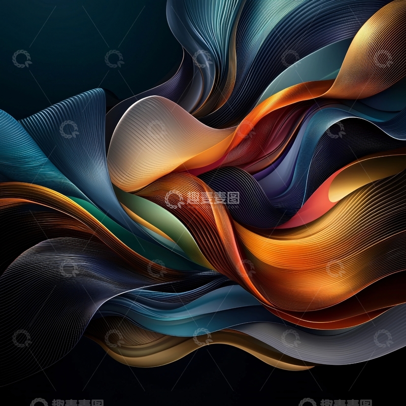 高清大图下载【趣麦麦图】抽象流动色彩丝绸