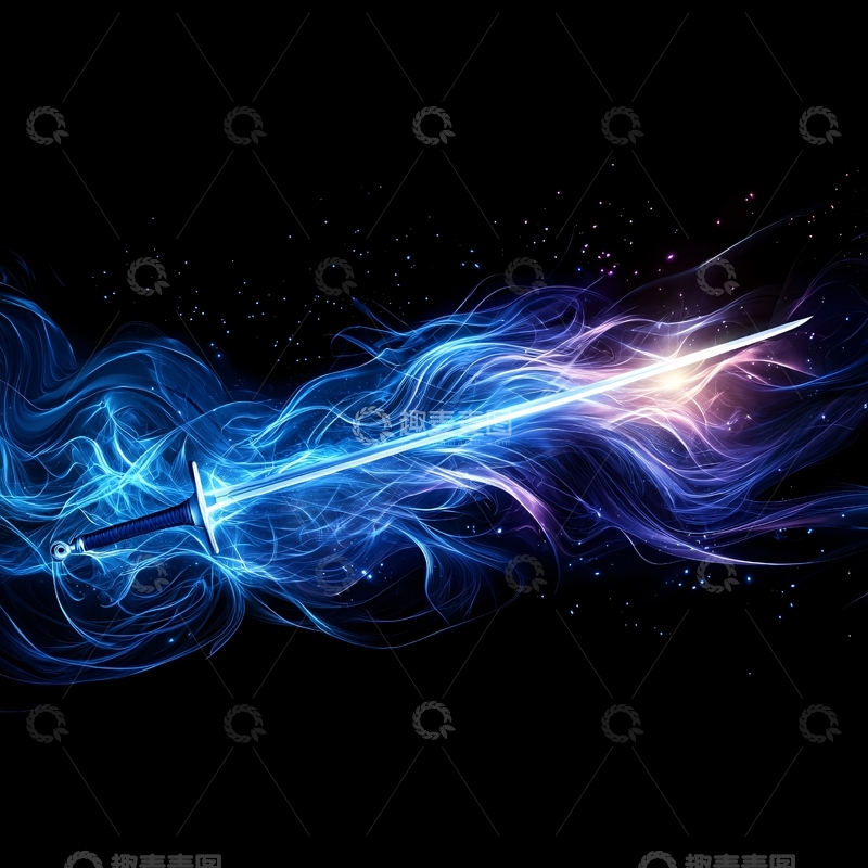 高清大图下载【趣麦麦图】发光剑与能量流