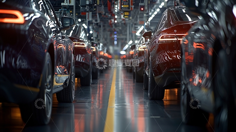 高清大图下载【趣麦麦图】汽车生产线上
