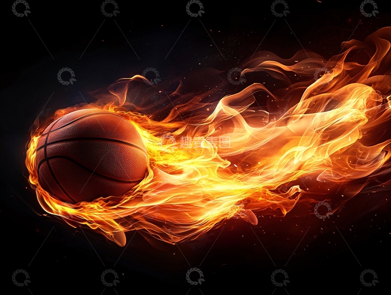 高清大图下载【趣麦麦图】火焰篮球疾驰飞过