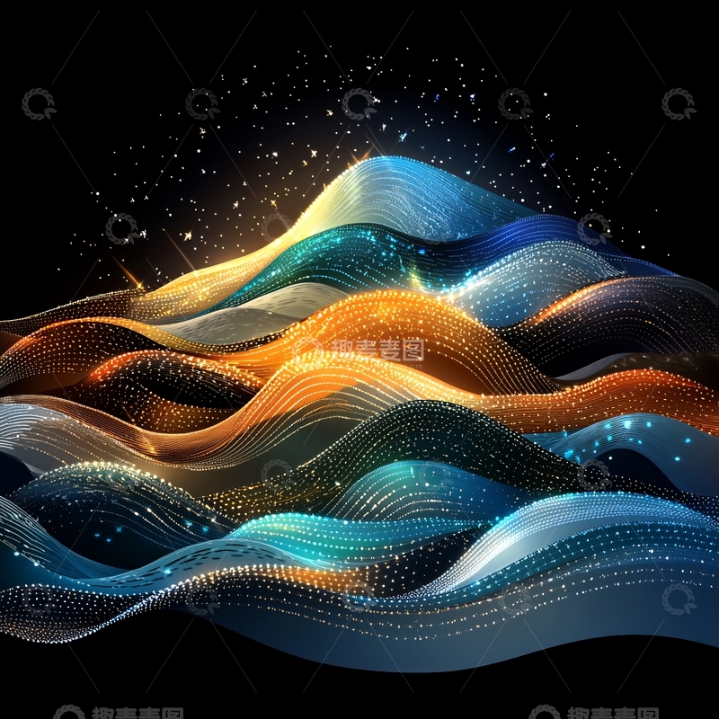 高清大图下载【趣麦麦图】抽象山脉星空图