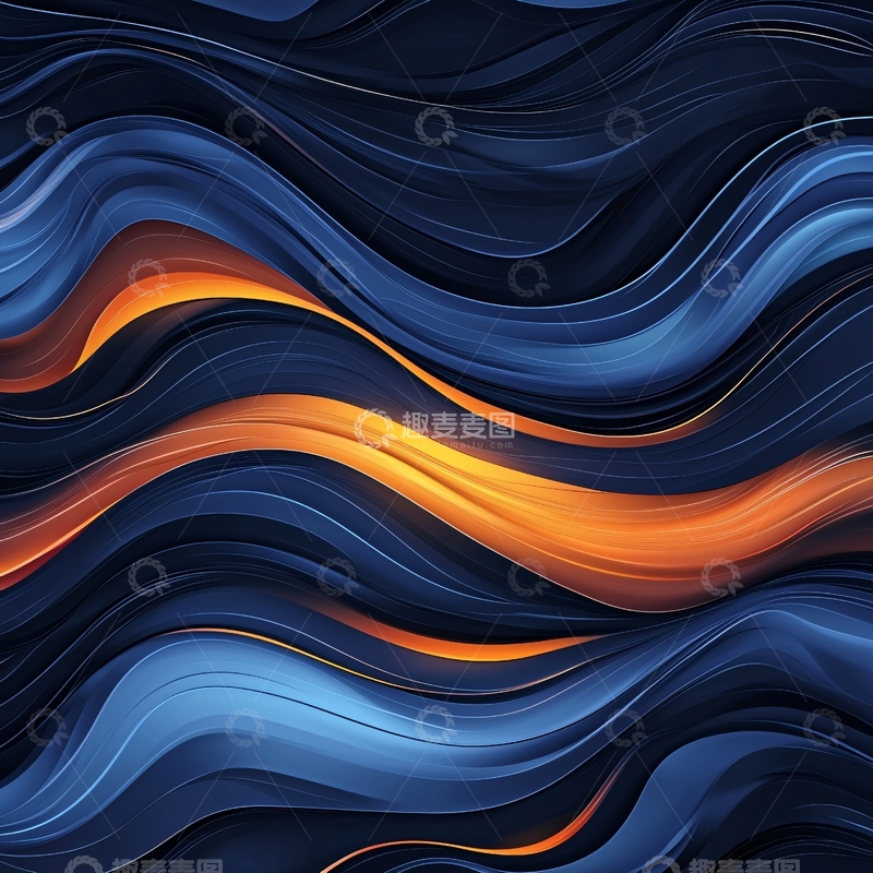 高清大图下载【趣麦麦图】深蓝橙色流动抽象背景