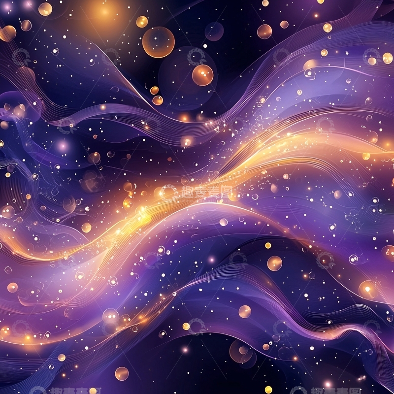 高清大图下载【趣麦麦图】梦幻紫色星空抽象背景