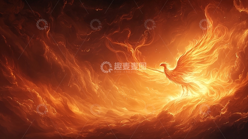 高清大图下载【趣麦麦图】火焰中飞翔的凤凰