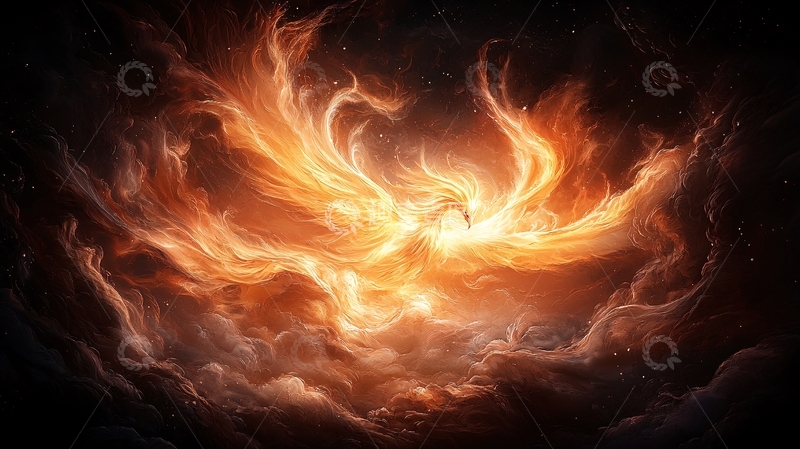 高清大图下载【趣麦麦图】火焰中腾飞的凤凰