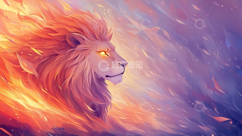 高清大图下载【趣麦麦图】火焰鬃毛的狮子