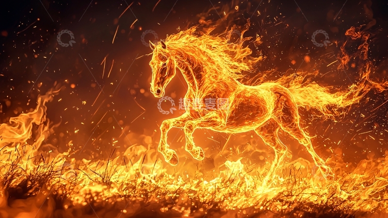 高清大图下载【趣麦麦图】火焰燃烧的骏马
