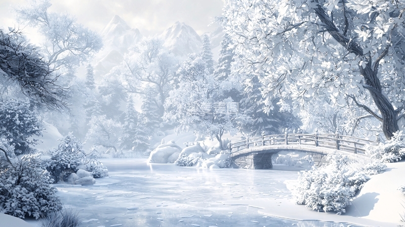 高清大图下载【趣麦麦图】冰雪覆盖的宁静冬季