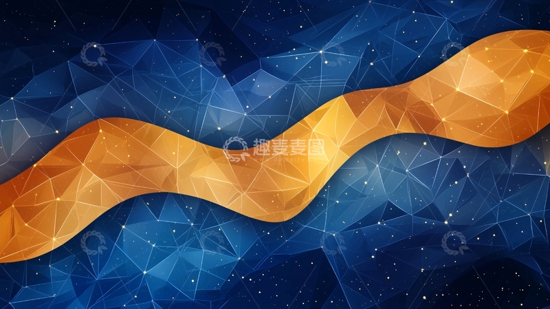 高清大图下载【趣麦麦图】抽象蓝色金色线条背景