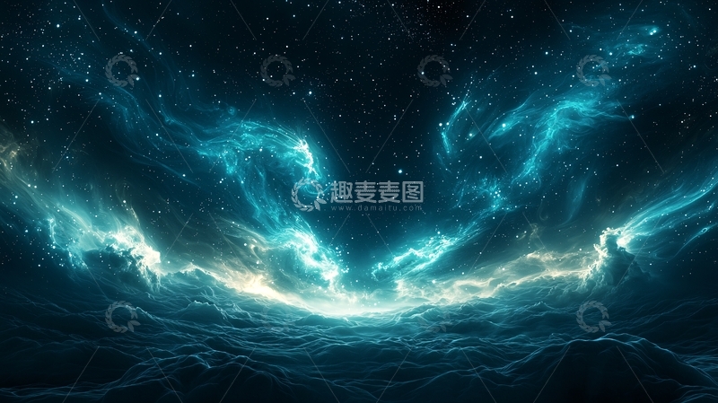 高清大图下载【趣麦麦图】蓝色星云宇宙背景