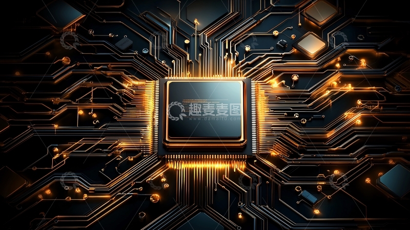高清大图下载【趣麦麦图】微芯片与电路板交织