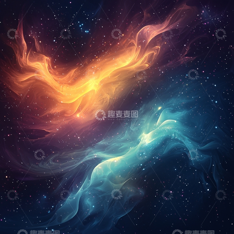 高清大图下载【趣麦麦图】星云碰撞融合的宇宙景象