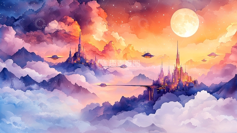 高清大图下载【趣麦麦图】梦幻天空城堡