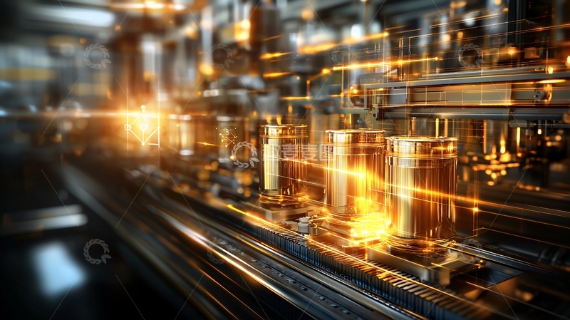 高清大图下载【趣麦麦图】自动化生产线上的玻璃制品