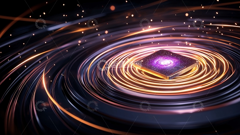 高清大图下载【趣麦麦图】紫色光芒中心的芯片