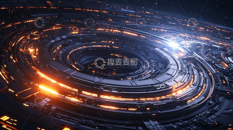 高清大图下载【趣麦麦图】科技感漩涡结构夜景