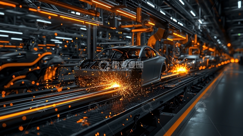 高清大图下载【趣麦麦图】车辆生产线上的汽车车身