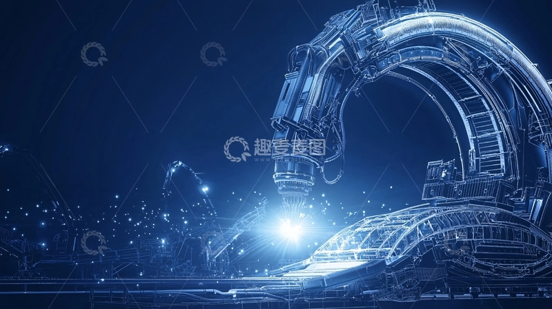 高清大图下载【趣麦麦图】未来科技感的蓝色机械结构