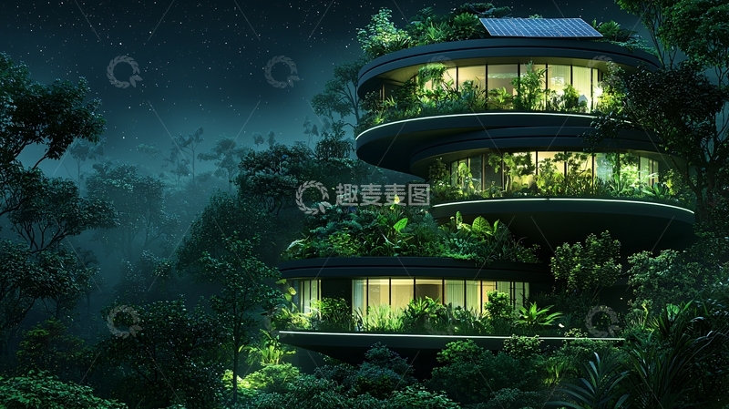 高清大图下载【趣麦麦图】未来感森林住宅