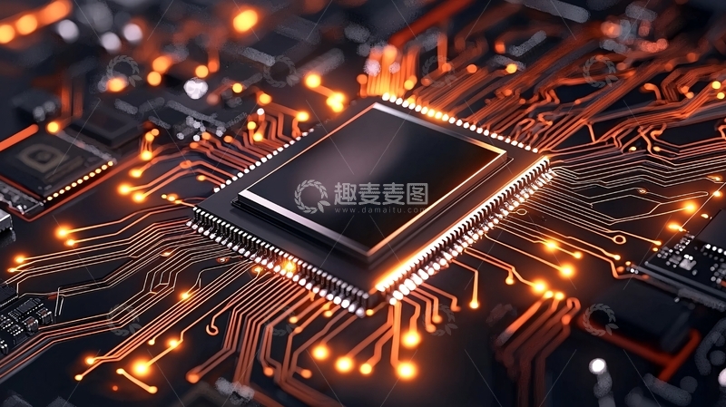 高清大图下载【趣麦麦图】芯片电路板发光细节图