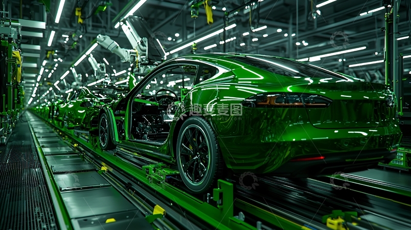 高清大图下载【趣麦麦图】绿色汽车生产线