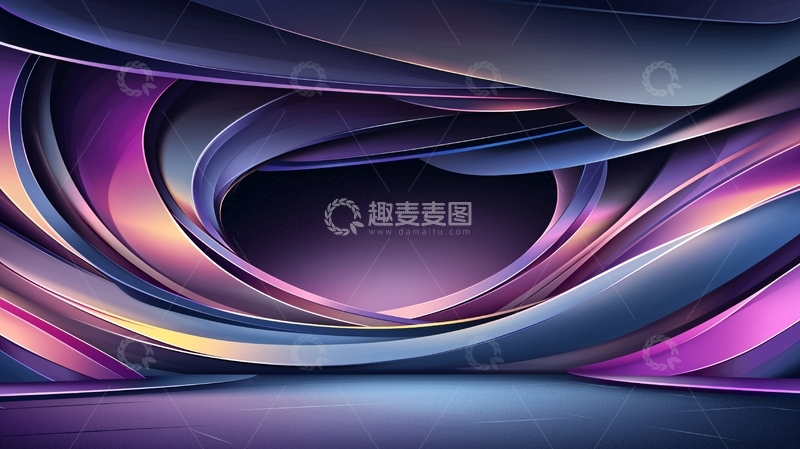 高清大图下载【趣麦麦图】抽象紫色曲线背景